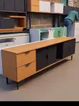 Two-Tone Wood Black Sideboard TV Console - 2