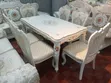 Royal White Gold Jedwali la Kula la Mbao la Viti 6 Vilivyochongwa - 2