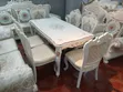 Royal White Gold Jedwali la Kula la Mbao la Viti 6 Vilivyochongwa - 3