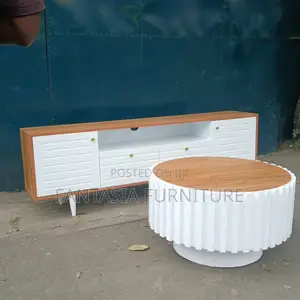 Elegant TV Console & Fluted Coffee Table Set