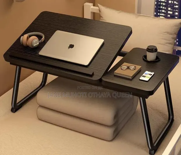 Adjustable Laptop Tray Table with Cup Slot - 1
