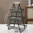 3 Tier Metallic Fruit Basket with Wood Handle - 1