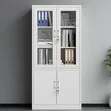 White Metallic Office Cabinet - 2 Glass Doors - 1