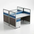 2-Person Office Workstation Partition - Blue White - 1