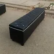 Black Leather Ottoman / Waiting Bench - 1