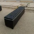 Black Leather Ottoman / Waiting Bench - 2