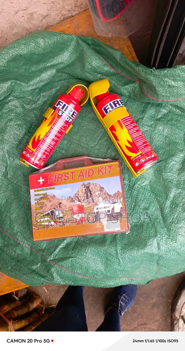 Motorist 3-Piece Portable Aerosol Fire Extinguisher First Aid Box - 1