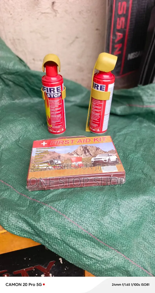 2 Fires Stop Mini Fire Extinguisher Cans with Aid Kit Box - 1