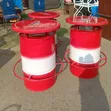 Red and White Painted Bar Drum Table with Marble Top - 2