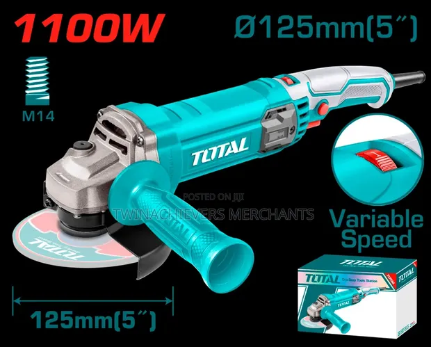 Total Angle Grinder 5-inch 1100W Variable Speed - 1