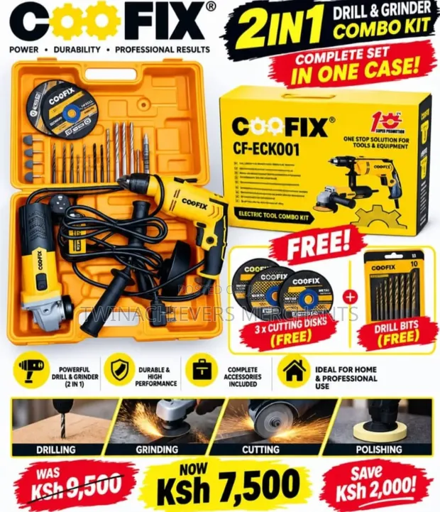 Coofix 2-in-1 Drill & Grinder Combo - 1