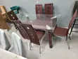 6 Seater Dining Set with Glass Top & Upholstered Chairs - 1