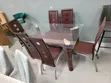 6 Seater Dining Set with Glass Top & Upholstered Chairs - 2