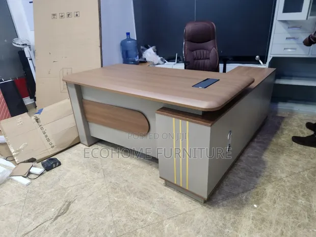 Executive L-Shaped Office Desk with Cable Port - 1
