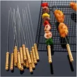12pc Stainless Steel BBQ Skewers with Wooden Handle - 3