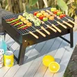 12pc Stainless Steel BBQ Skewers with Wooden Handle - 5