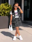 4-Piece Girls Denim Skirt Set - 2