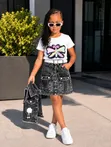 4-Piece Girls Denim Skirt Set - 3