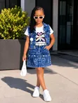 4-Piece Girls Denim Skirt Set - 4