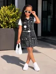 4-Piece Girls Denim Skirt Set - 5
