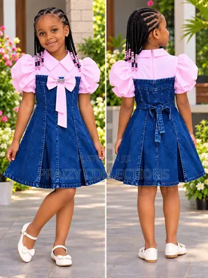 Baby Girl Denim Shift Dress with Attached Top (Ages 2-11)
