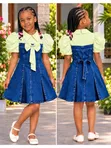 Baby Girl Denim Shift Dress with Attached Top (Ages 2-11) - 4