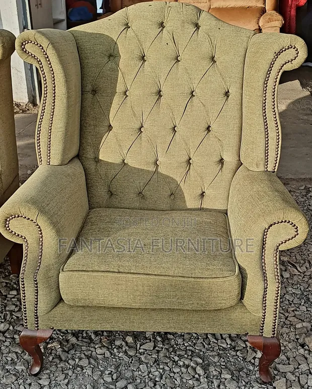 Ideal Armchair - Green Textured Fabric - 1