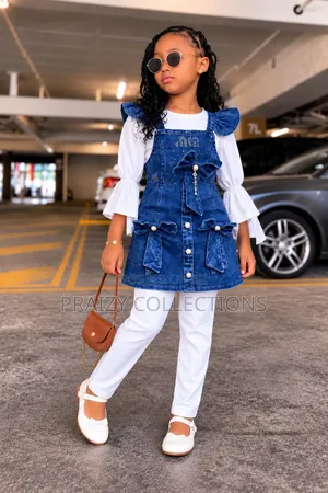 3-Piece Baby Girl Set: Denim Dress, Top & Trousers (Ages 2-11 Yrs)
