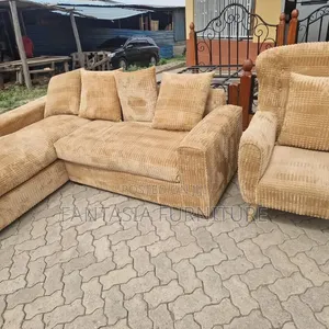 Brand New 5 Seater Beige Corduroy Sectional Sofa Set