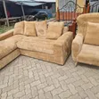 Brand New 5 Seater Beige Corduroy Sectional Sofa Set - 1