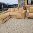 Brand New 5 Seater Beige Corduroy Sectional Sofa Set - 3