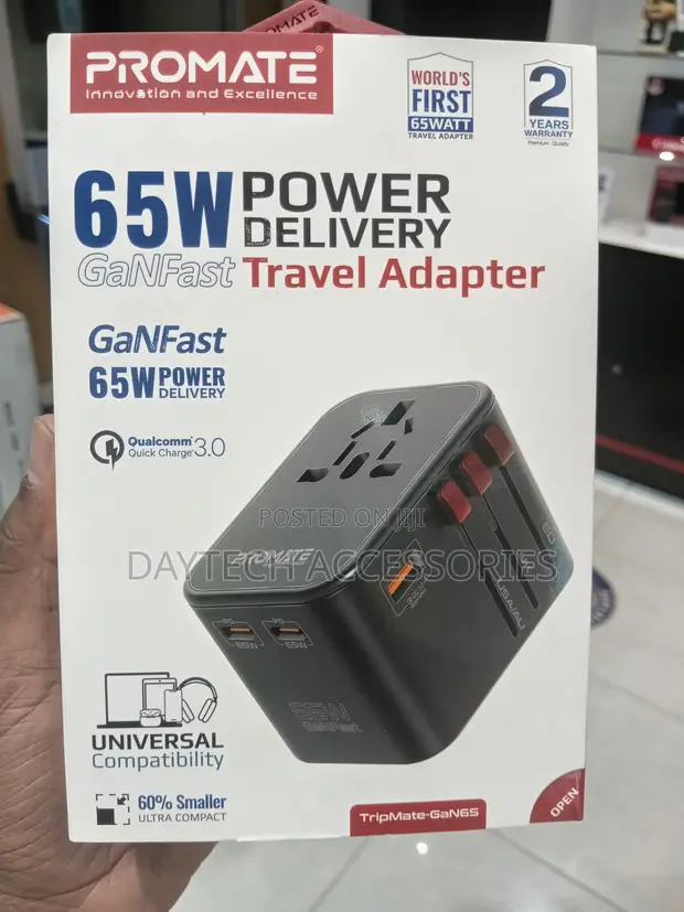 Promate 65W GaNFast Travel Adapter - 1