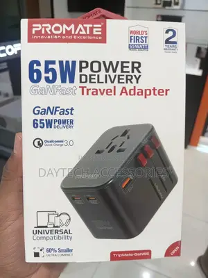 Promate 65W GaNFast Travel Adapter