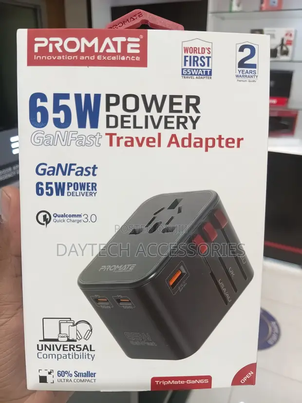 Promate 65W GaN Travel Adapter - 1