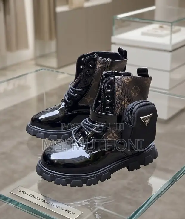 Girls Prada Style Combat Boots - 1