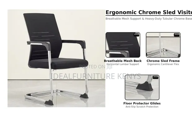 Ergonomic Chrome Sled Chair - 1