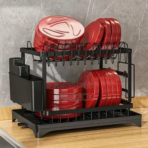 Classy High-Quality 2-Tier Dish Rack - Black