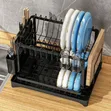 Classy High-Quality 2-Tier Dish Rack - Black - 2