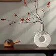 Decorative Textured White Ceramic Vase - 2