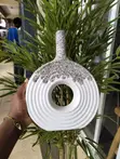 Decorative Textured White Ceramic Vase - 5
