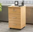 3-Drawer Mobile Pedestal Cabinet - Brown Wood - 2