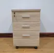 3-Drawer Mobile Pedestal Cabinet - Brown Wood - 3