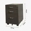 3-Drawer Mobile Pedestal Cabinet - Brown Wood - 4