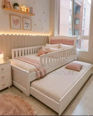 Toddler Bed with Pullout Bed - White