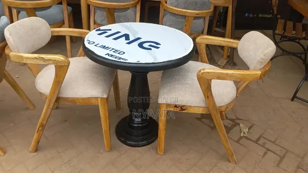 Round Dining Table with 2 Modern Chairs - 1