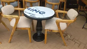 Round Dining Table with 2 Modern Chairs