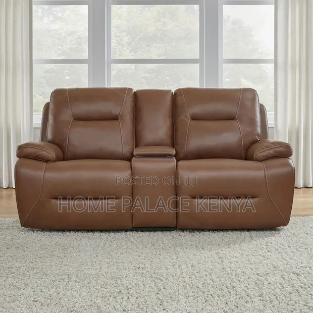 Kochi ya Recliner ya Seater 2 ya Kisasa - Kitambaa cha Kahawia - 1