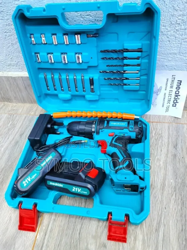 Meakida 21V Rechargeable Drill Set with 2 Batteries & Charger - 1