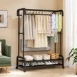 Double Pole Wheeled Clothes Drying Rack - Nyeusi - 2