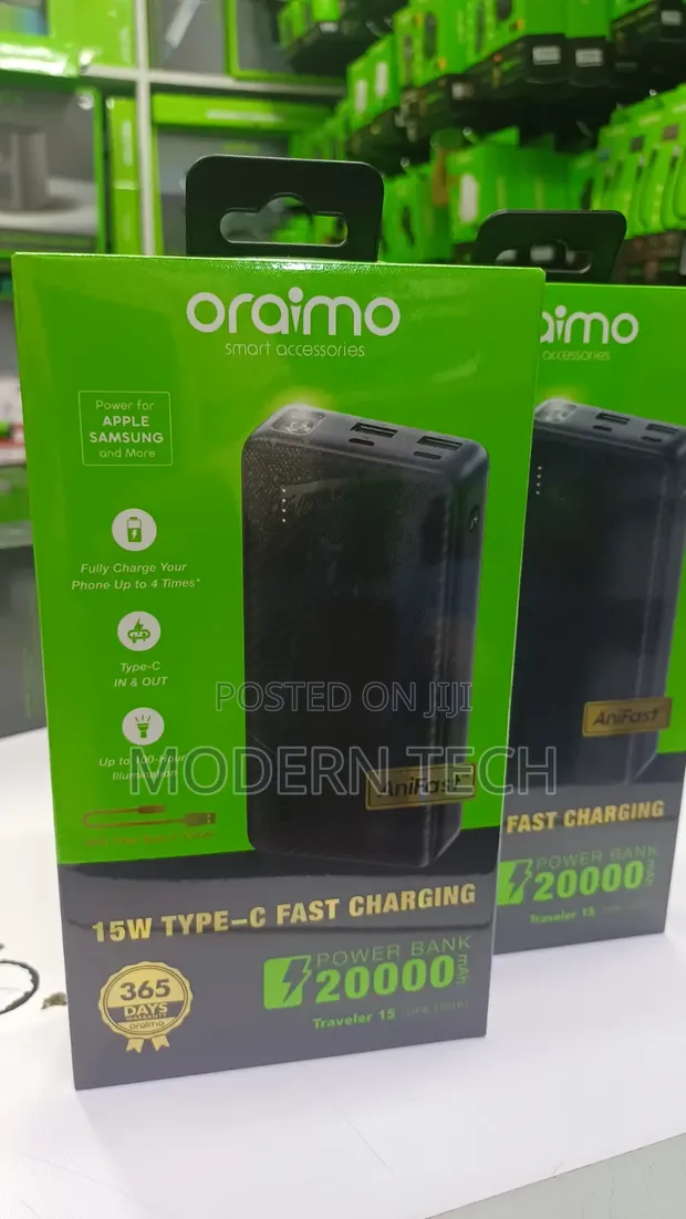 Oraimo Traveler 15 - 20,000mAh 15W Fast Charging Power Bank with Torch - 1